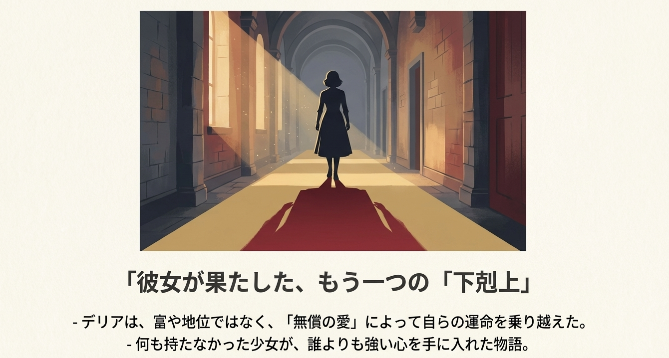 何も持たないが強い心を手に入れ孤児院で生きる決意をしたデリアのシルエット