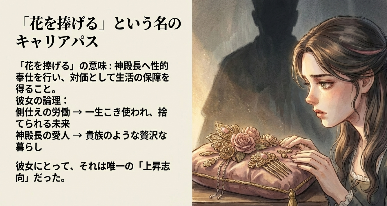 本好きの下剋上でデリアが神殿長に花を捧げることをキャリアパスと考えていた思考ロジックの解説