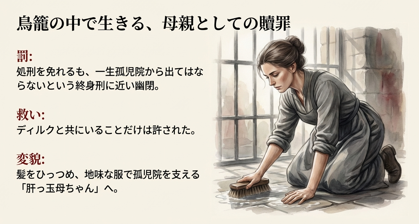 華やかな服を捨て地味な服で床磨きをして贖罪する本好きの下剋上のデリア