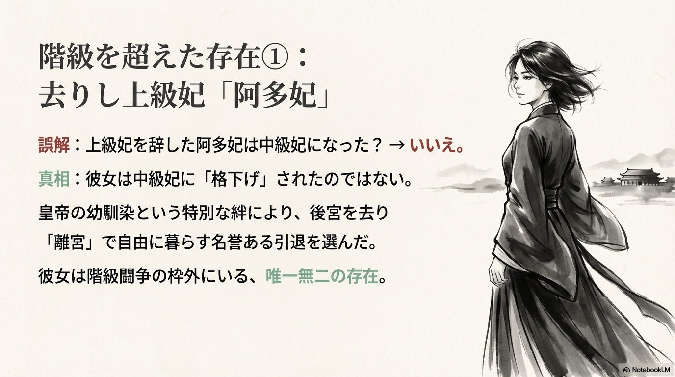 上級妃を退き離宮で自由に暮らす阿多妃のかっこいい後ろ姿のイラスト