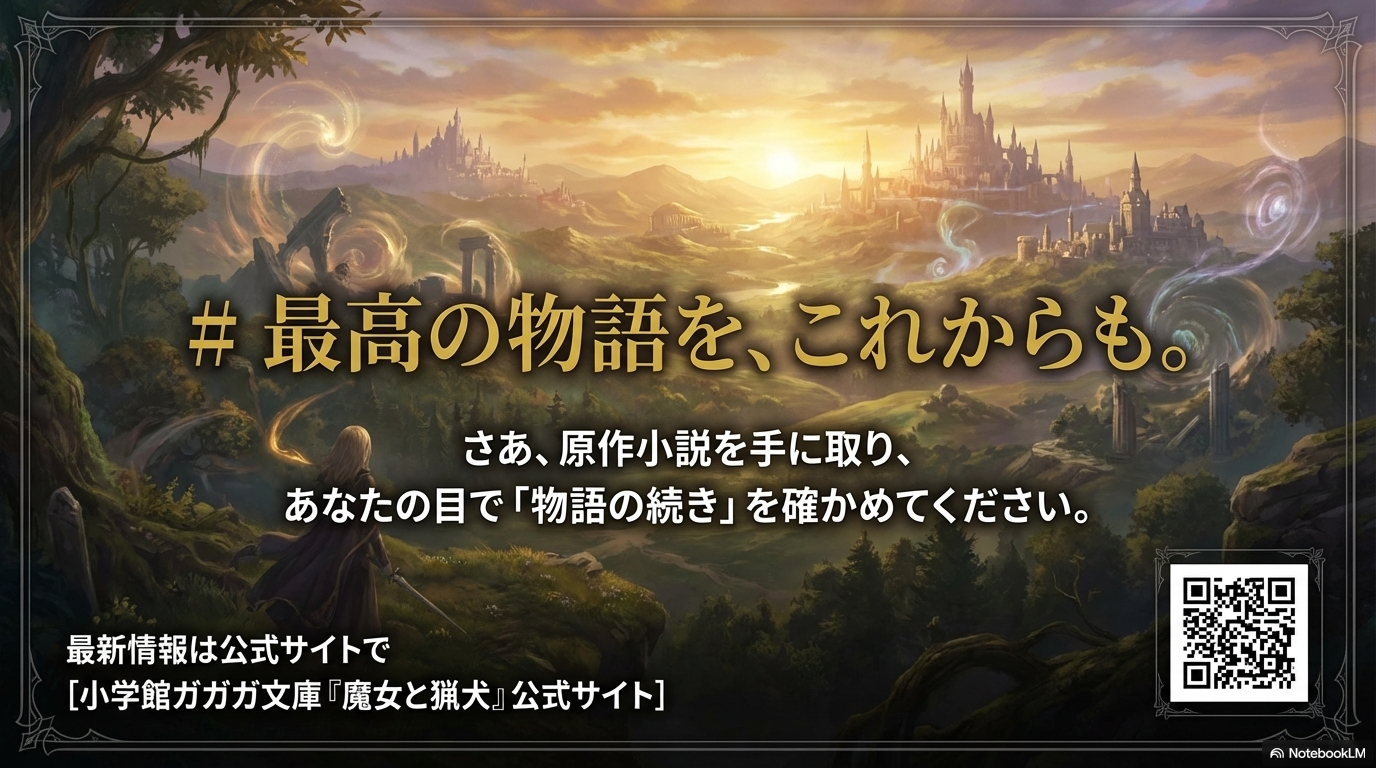 原作小説を手に取り、公式サイトで最新情報をチェックすることを促す最終スライド