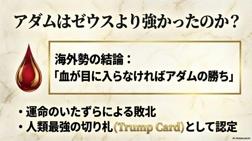 アダム対ゼウスはどっちが強いのか？「血が目に入らなければ勝っていた」とする海外ファンの考察まとめ