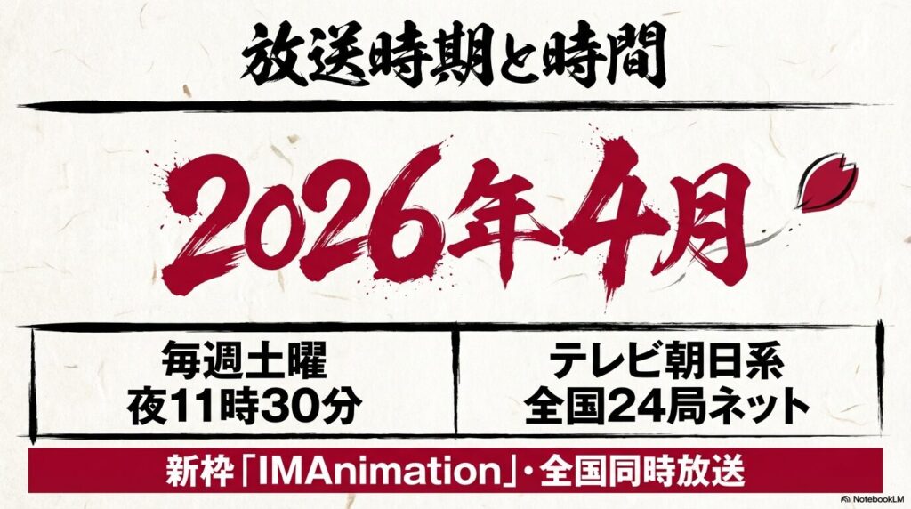 アニメあかね噺の放送日は2026年4月毎週土曜夜11時30分からテレビ朝日系全国ネットで放送決定