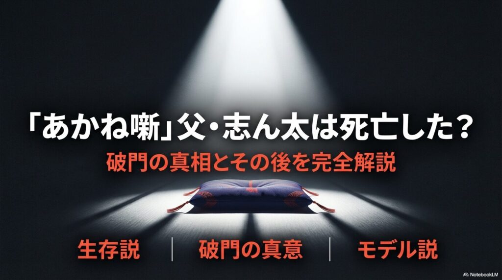 あかね噺の父親・志ん太の死亡説と破門の真相解説スライド