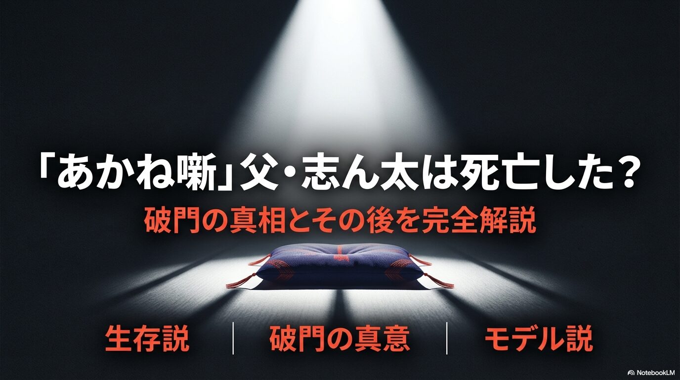 あかね噺の父親・志ん太の死亡説と破門の真相解説スライド