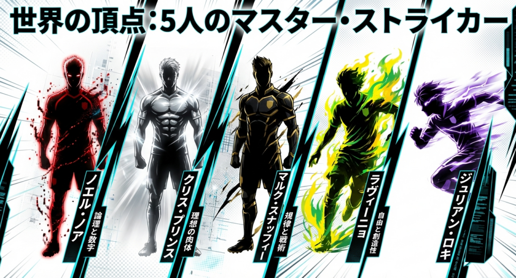 世界の頂点に立つ5人のマスター・ストライカー（ノエル・ノア、クリス・プリンス、マルク・スナッフィー、ラヴィーニョ、ジュリアン・ロキ）の特徴と指導哲学