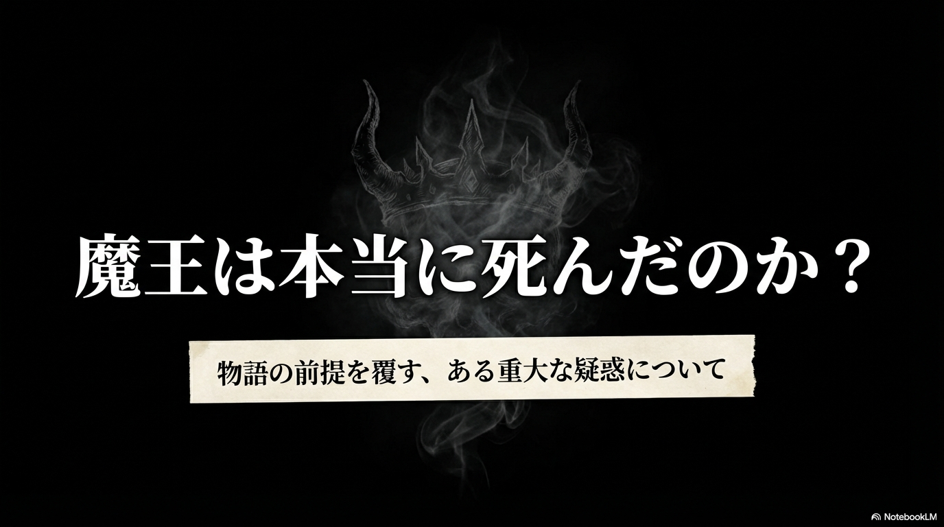 葬送のフリーレンの魔王は本当に死んだのかという重大な疑惑を検証する記事のスライド資料。
