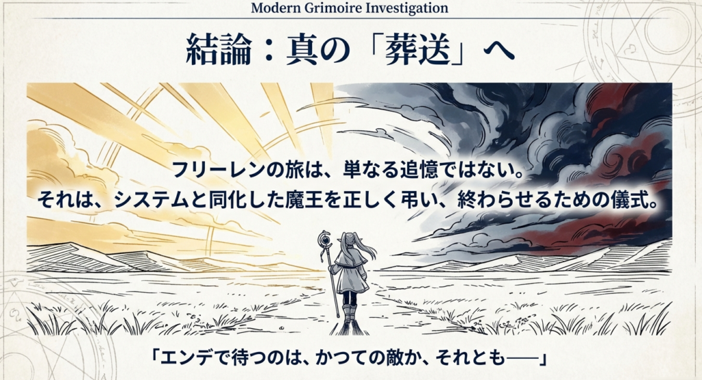 フリーレンの旅はシステムと同化した魔王を正しく弔い、終わらせるための儀式であるという結論資料。