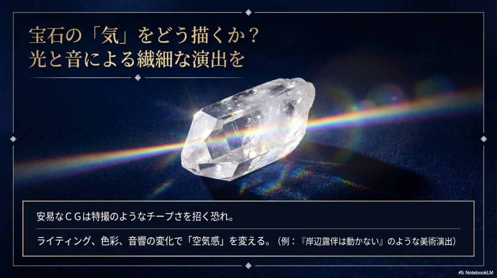 宝石の「気」を表現する光と音の演出プラン