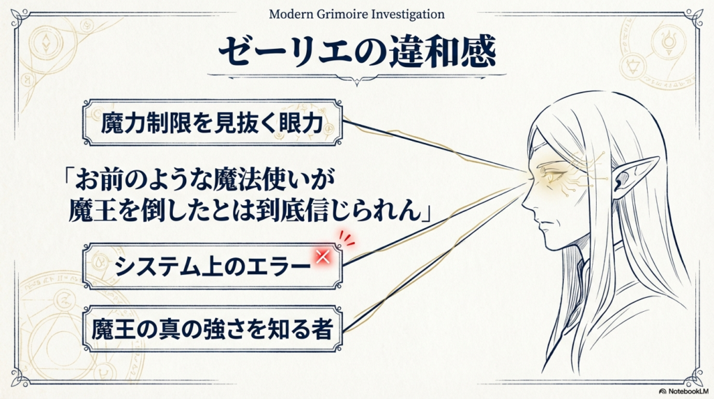 魔力制限を見抜くゼーリエが、フリーレンによる魔王討伐を信じられないと発言した謎についての解説。