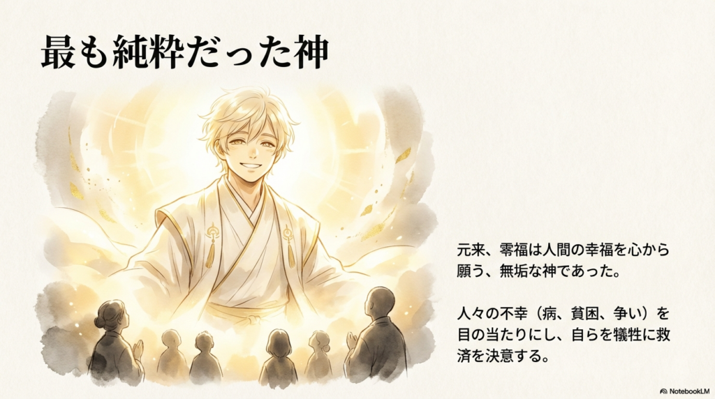 人間の幸福を願う、無垢で純粋な姿の神・零福