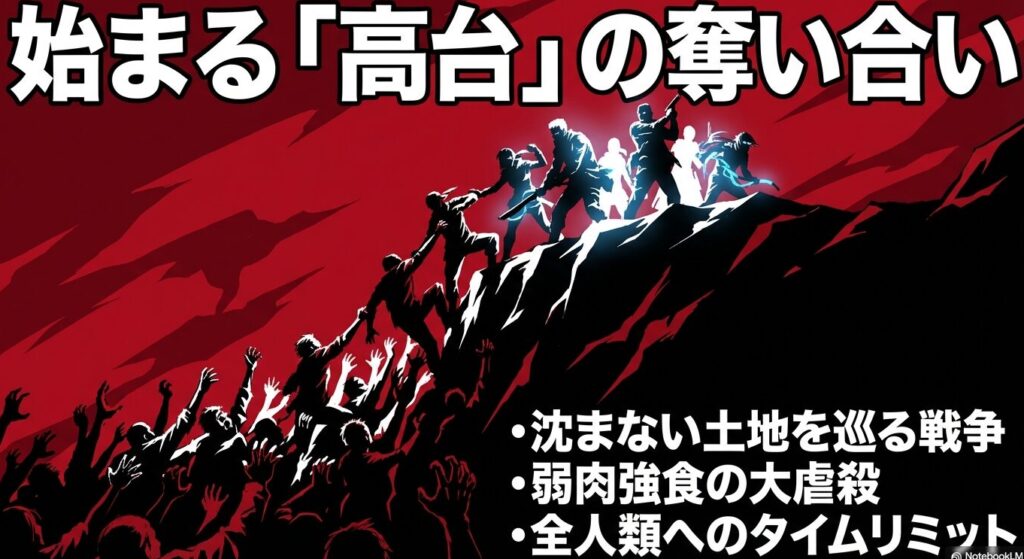 沈まない土地を巡る弱肉強食の大虐殺と全人類へのタイムリミット