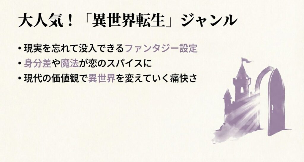 現実を忘れて没入できるファンタジー設定が人気の異世界転生BL漫画。身分差や魔法が恋のスパイスになる