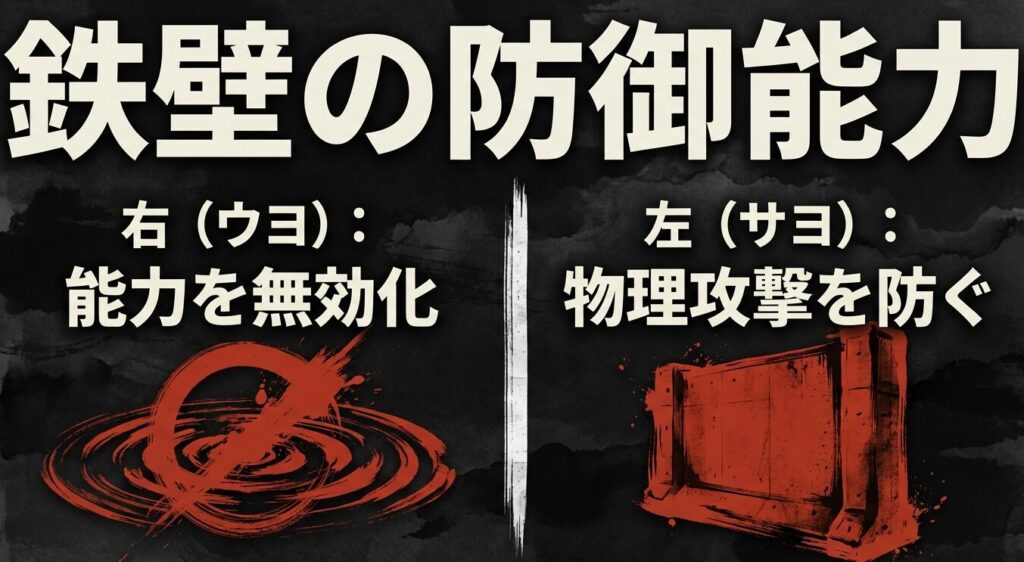 右(ウヨ)の無効化能力と左(サヨ)の物理防御による鉄壁の防御能力