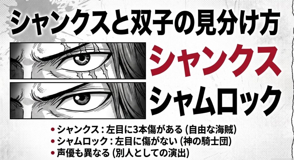 左目の傷の有無や声優の違いなど、シャンクスと双子の兄シャムロックの見分け方まとめ